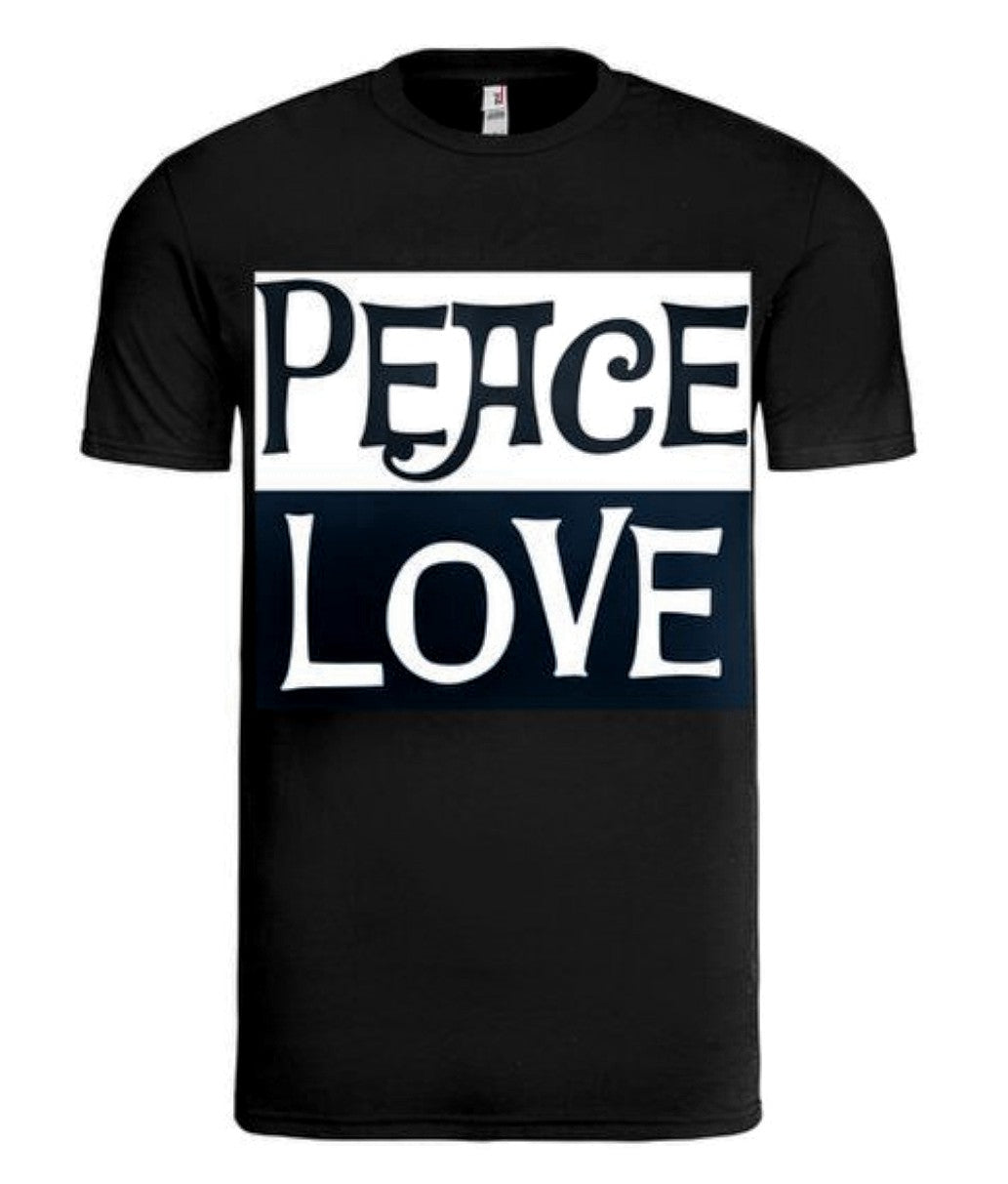 B&W Love Peace Short Sleeve T-Shirt